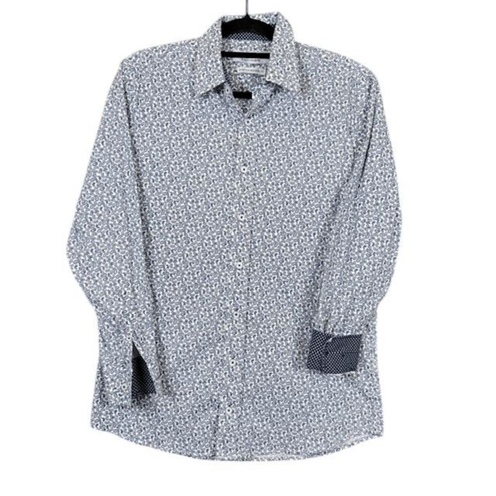 Nick Graham Everywhere Men's Button Shirt Contrast Navy Flip Cuff Stretch Medium